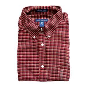 John Ashford Red & Yellow Men’s Button Down Long Sleeve Shirt, Large, Pre-owned